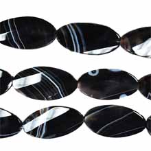 BLACK STRIPE AGATE FACETED WAVE OVAL 25X50MM